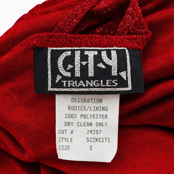 VINTAGE City Triangles Red Glitter Evening Gown – Size Small - Picture 4 of 8